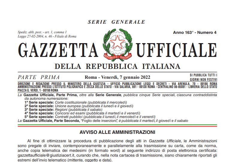 Nuovo Decreto Covid Gazzetta Ufficiale 8 gennaio 2022: il testo in pdf