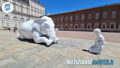 Torino statua bambino con elefante vandalizzata in piazza Castello