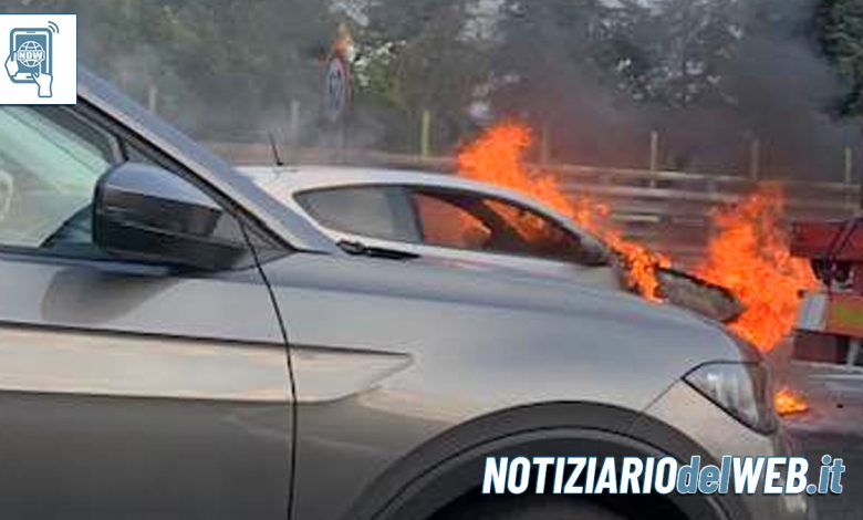 Incidente Tangenziale Torino oggi 3 agosto: auto in fiamme uscita Bruere