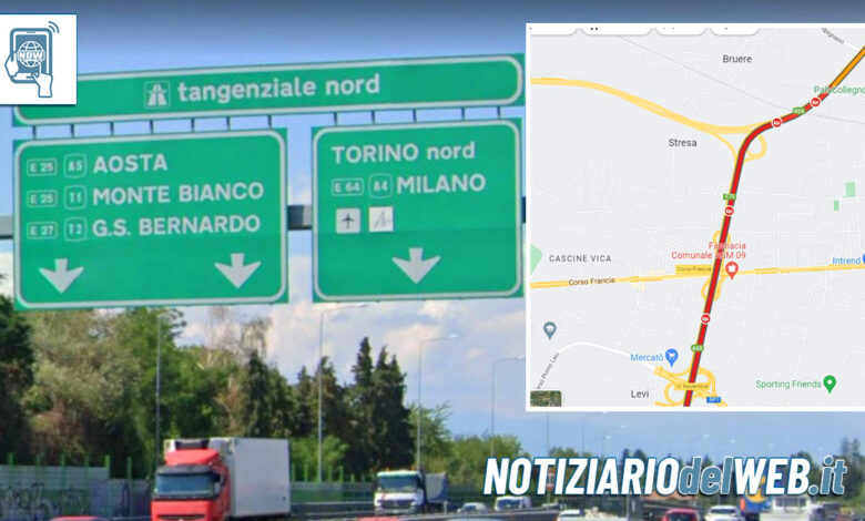 Incidenti multipli lungo la Tangenziale di Torino: coda da Allamano a Collegno
