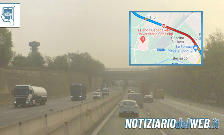Incidente Tangenziale Torino oggi 28 novembre 2022, poco dopo lo svincolo SITO
