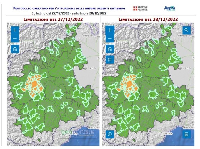 Prorogato il blocco auto a Torino dal 27 al 28 dicembre 2022: il livello arancio coinvolge i veicoli fino ai Diesel Euro 5 