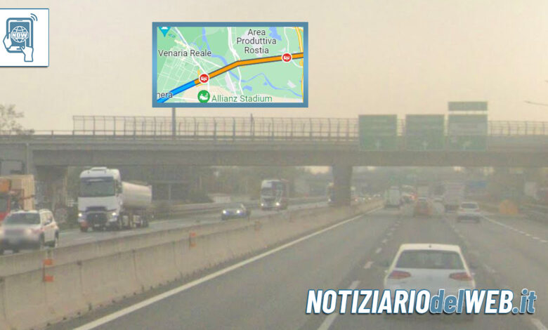 Doppio incidente Tangenziale Torino oggi 25 dicembre 2022: altezza Venaria e Caselle
