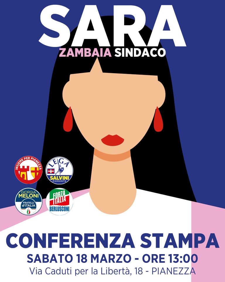 Sara Zambaia candidata alla carica di Sindaco di Pianezza per le elezioni del 14 e 15 maggio 2023