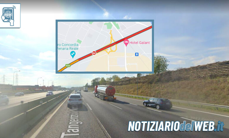 Incidente Tangenziale Torino oggi 14 aprile 2023 altezza Venaria