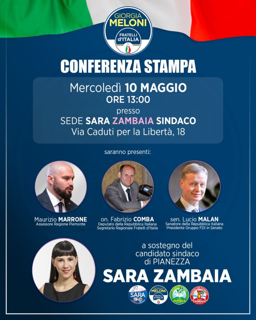 Elezioni di Pianezza: la conferenza FDI per Sara Zambaia