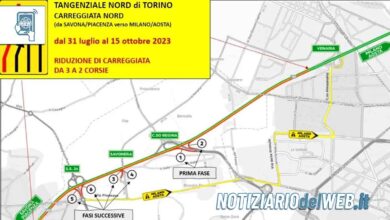 Lavori Tangenziale Torino dal 19 agosto al 15 ottobre 2023