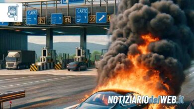 Incidente sulla Tangenziale Nord di Torino oggi 18 novembre auto in fiamme alla Barriera della Falchera